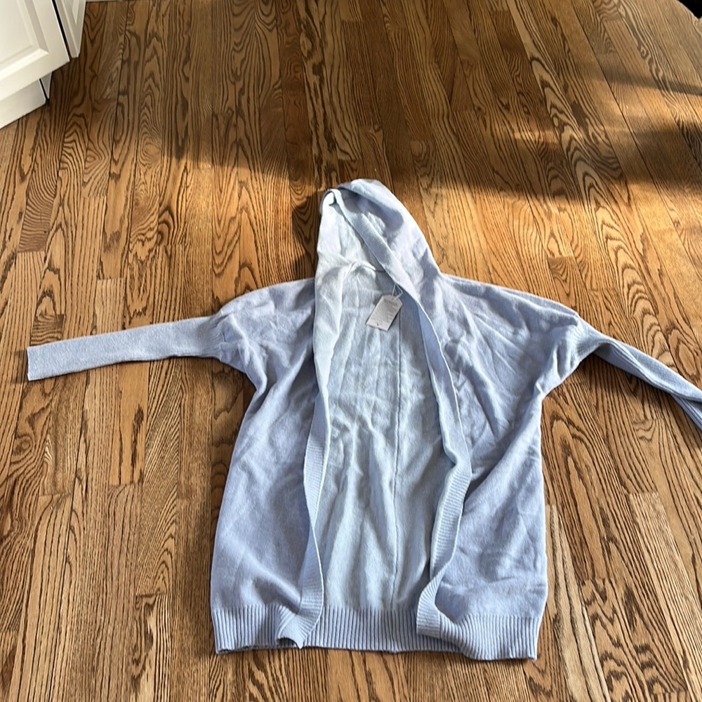 Blue wool long cardigan size small
